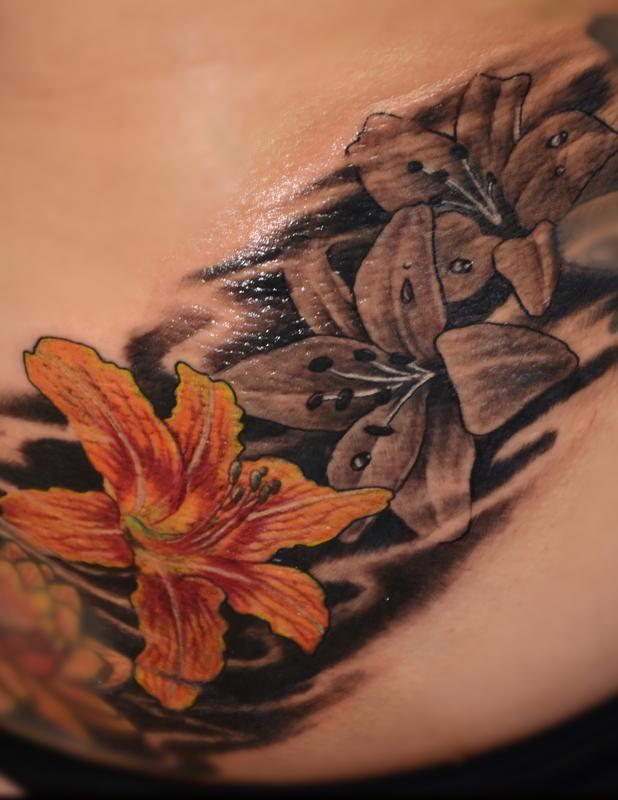 Colorful and Black and Gray Lillies by Rafael Marte : Tattoos